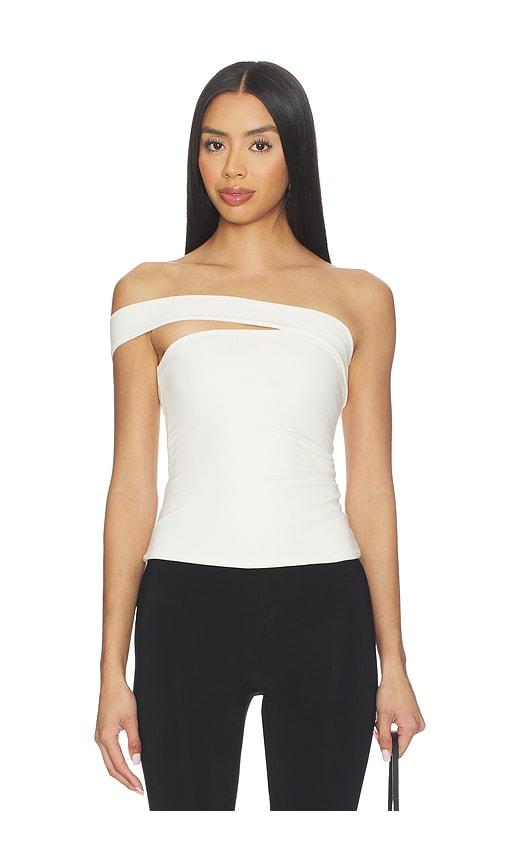 skims cotton jersey one shoulder tube top in white. - size l (also in xs, s, m)