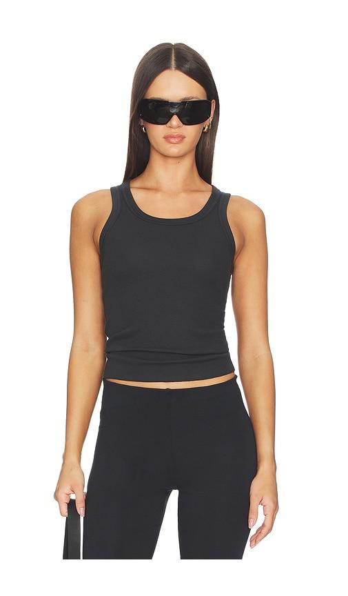 skims cotton rib high scoop tank in black. - size m (also in xxs, s)