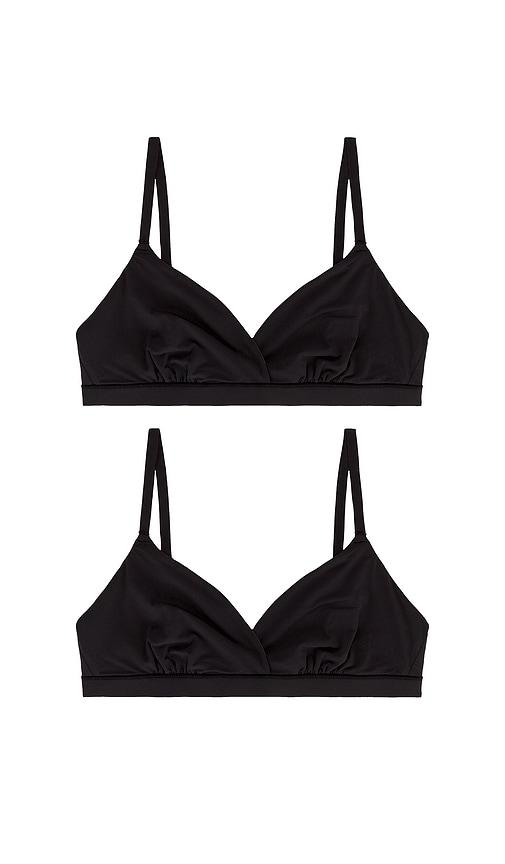 skims fits everybody crossover bralette 2 pack in black. - size m (also in s, xs, xxl, xxs)