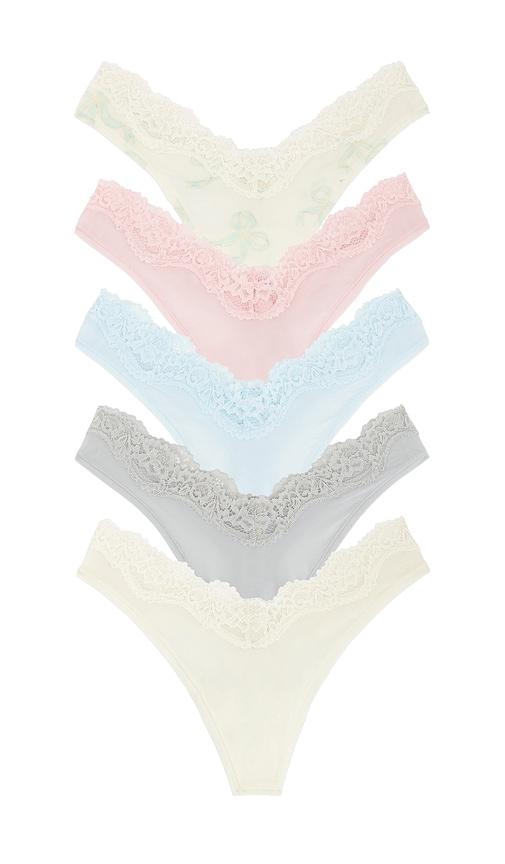 skims fits everybody lace dipped thong 5-pack in red,neutral. - size xl (also in xxl)
