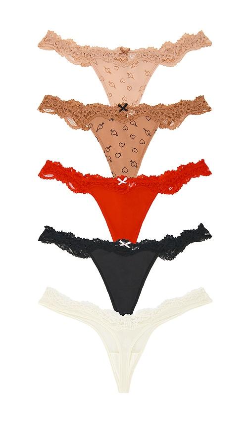 skims fits everybody lace string thong 5-pack in neutral,red. - size l (also in xl)