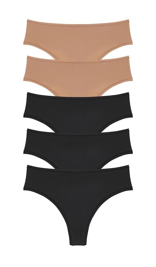 skims fits everybody thong 5 pack in black. - size 2x (also in xxs, xl, xxl)