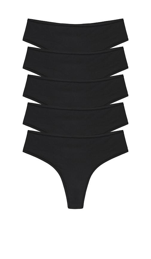 skims fits everybody thong 5 pack in black. - size 2x (also in xxs, xs, s, m, l, xl, xxl)