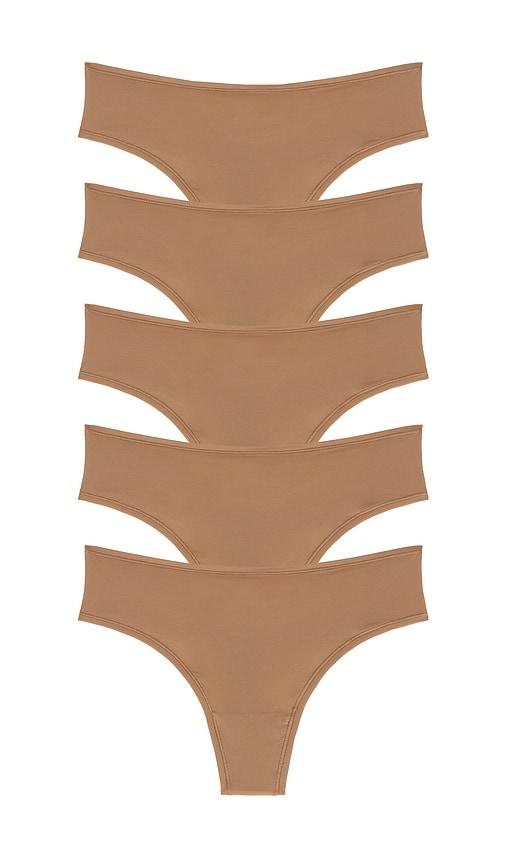skims fits everybody thong 5 pack in brown. - size xl (also in xxl)