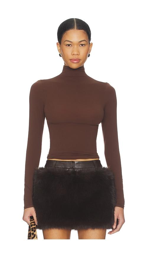 skims fits everybody turtleneck top in brown. - size l (also in m, s)