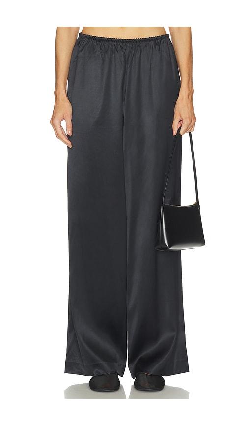 skims heavyweight satin wide leg pant in black. - size l (also in xs, s, m)