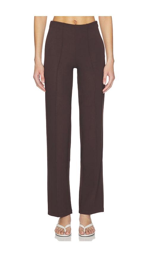 skims high waist pintuck straight pant in chocolate. - size l (also in xs, s, m, xl)