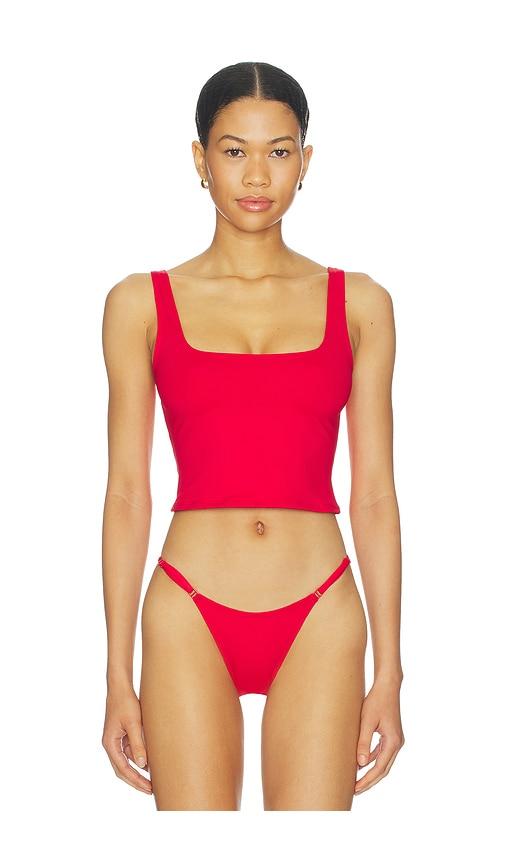 skims iconic swim tank bikini top in red. - size l (also in xs, s, m)