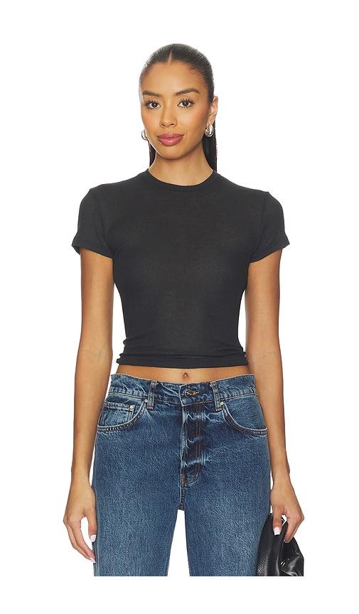 skims sheer cotton crewneck standard t-shirt in black. - size l (also in m, s, xl, xs, xxl, xxs)