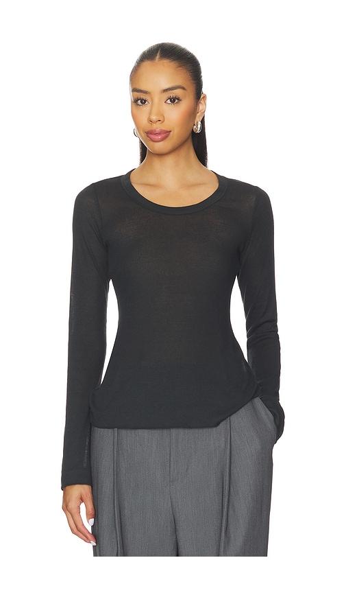 skims sheer cotton long sleeve top in black. - size l (also in s)