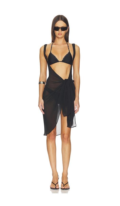 skims sheer cover up dress sarong in black. - size m (also in xs, s)
