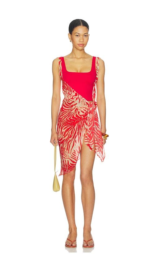 skims sheer dress sarong in red. - size l (also in xs, m, xl)