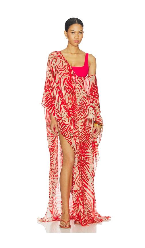skims sheer long kaftan in red. - size m (also in xs)
