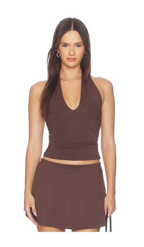 skims smooth layers halter top in brown. - size l (also in m, s, xs, xxs)