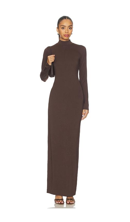skims smooth layers turtleneck dress in chocolate. - size m (also in xxs, xs)