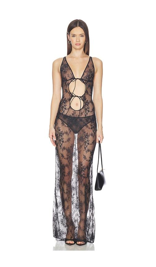 skims ultra fine lace long slip dress in black. - size xl (also in xxl)