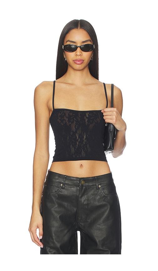 skims warp knit lace cropped cami in black. - size l/xl (also in xxs/xs)