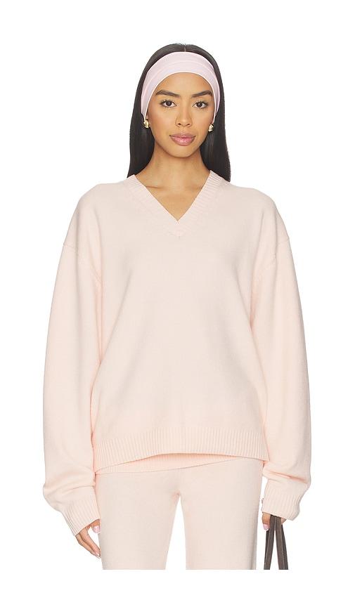 skims wool cashmere v neck pullover sweater in pink. - size s/m (also in xxs/xs)