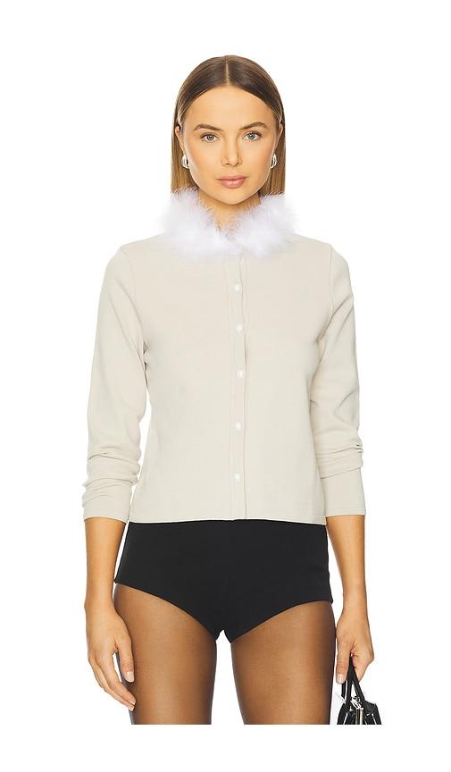 sleeper miss kitty cardigan with detachable feathers in cream. - size l (also in xs, m)