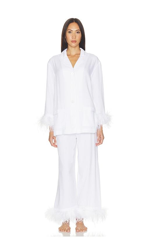 sleeper party pajama set with detachable feathers in white. - size m (also in xs, s)