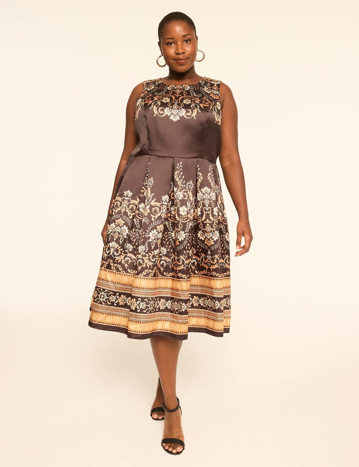 sleeveless box pleat midi dress
