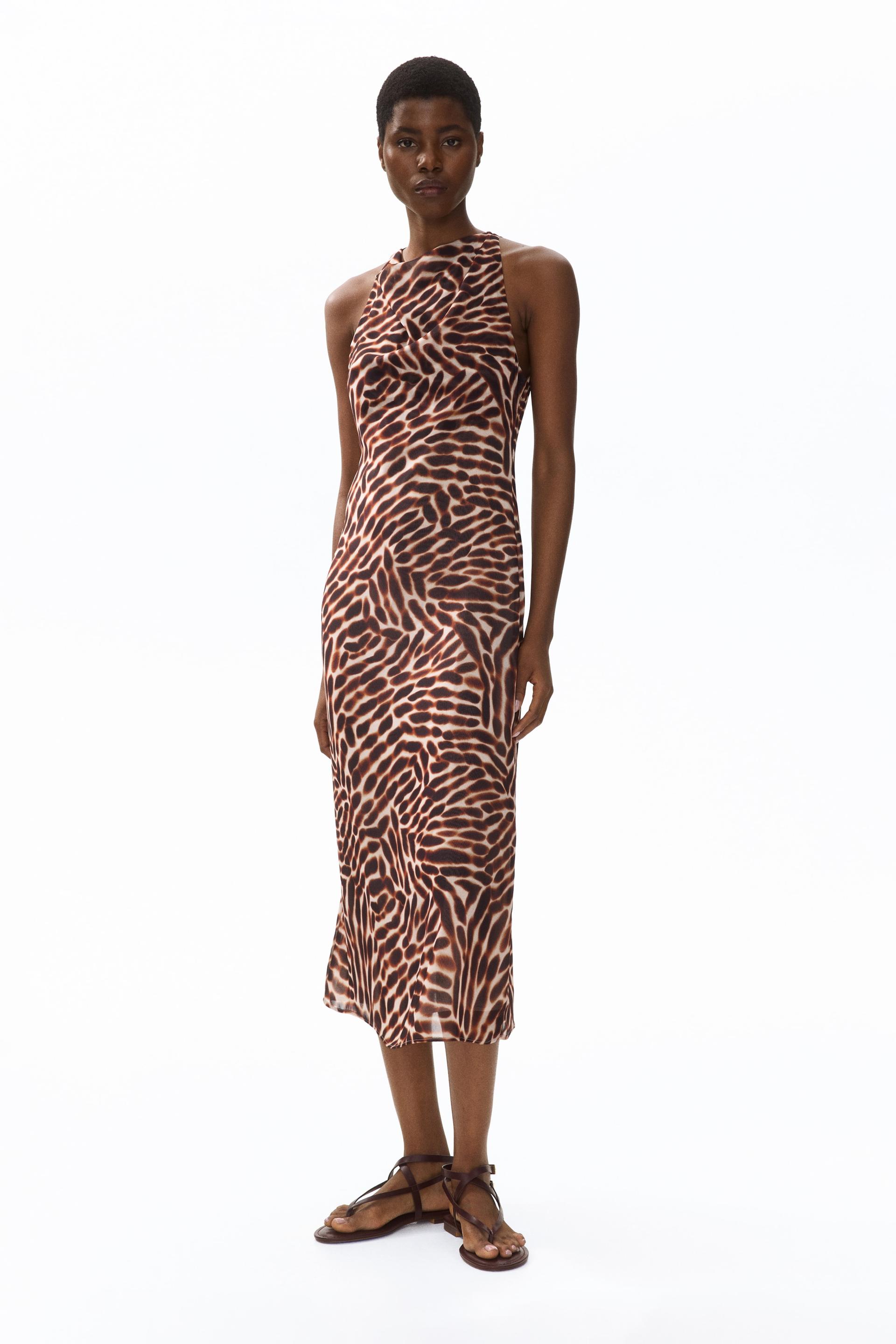 sleeveless cowl-neck dress
