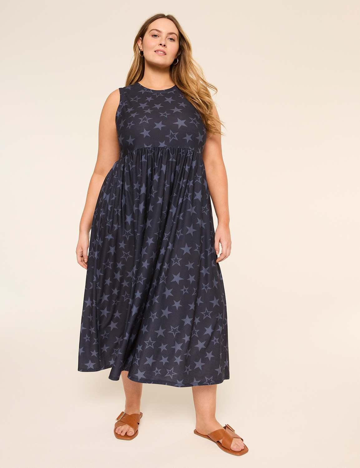 sleeveless easy swing midi dress