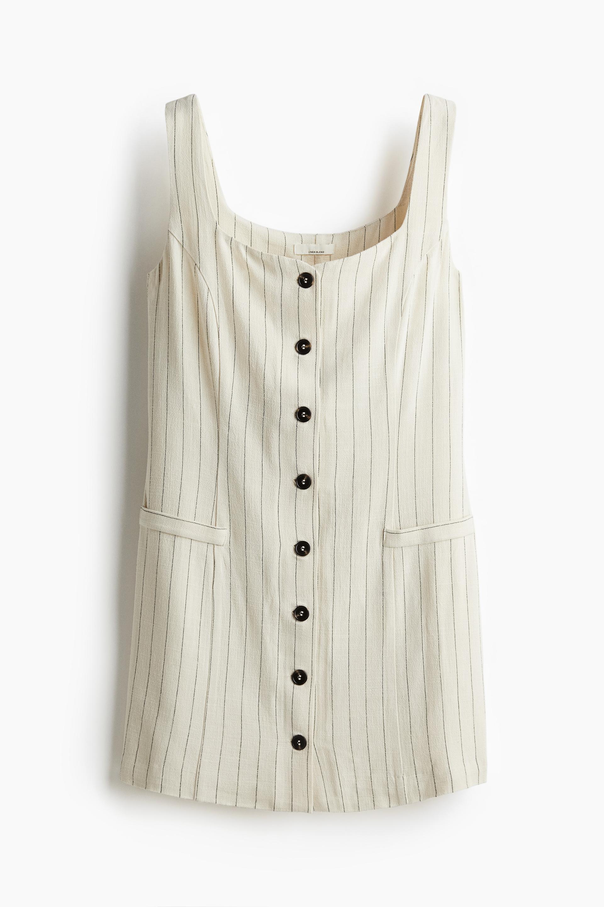sleeveless linen-blend dress