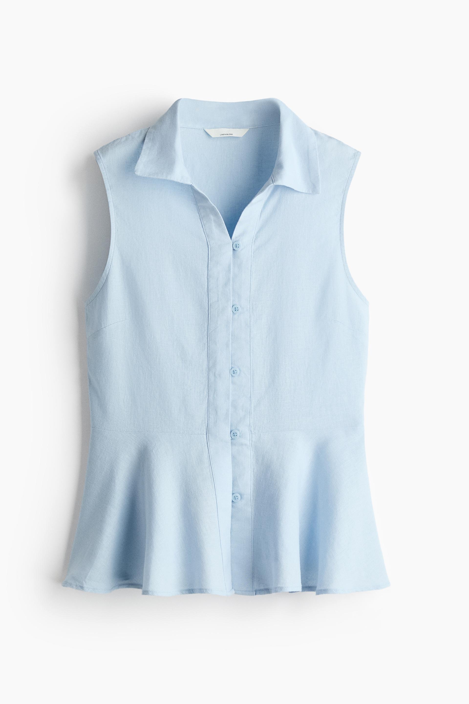 sleeveless linen-blend shirt