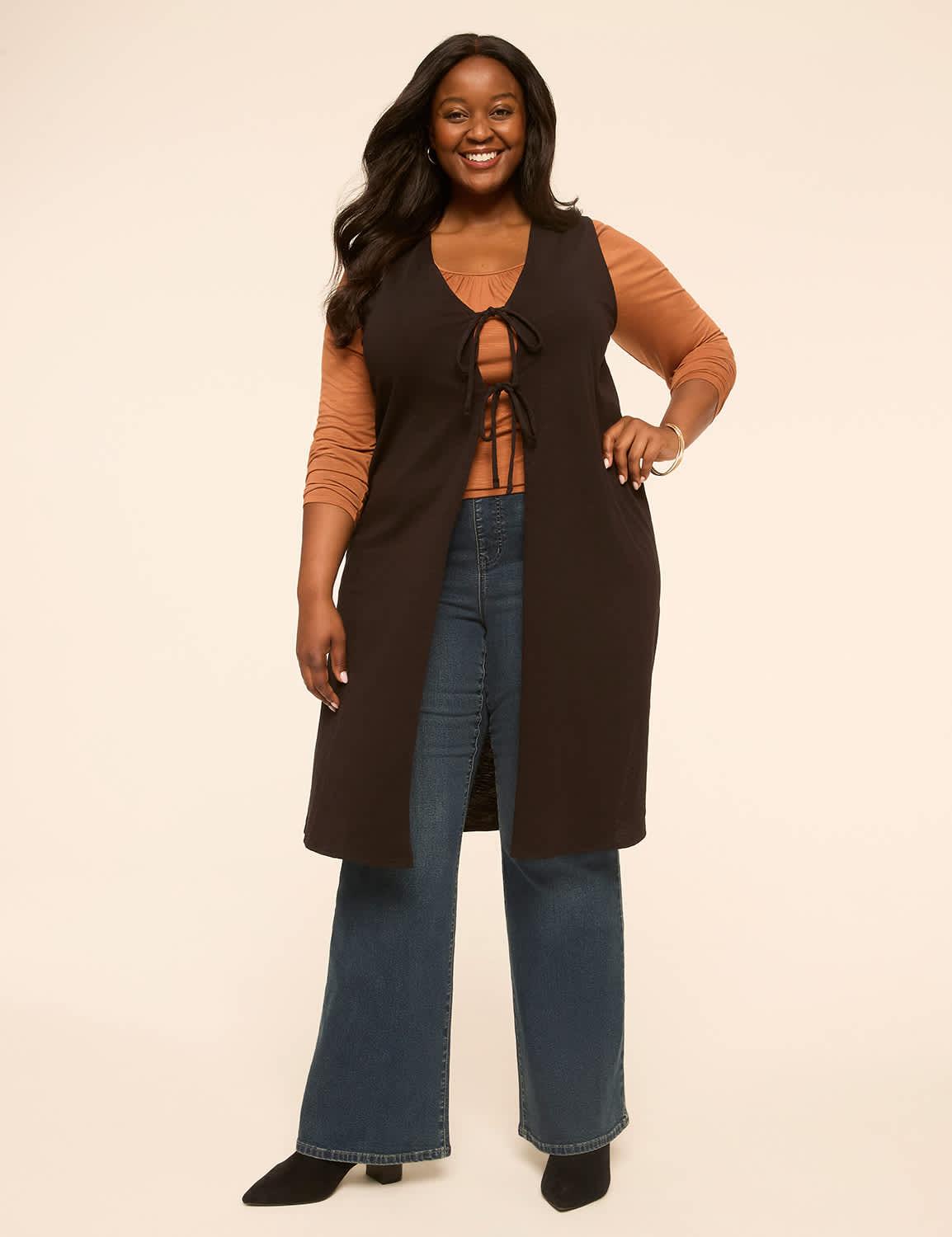 sleeveless longline vest overpiece