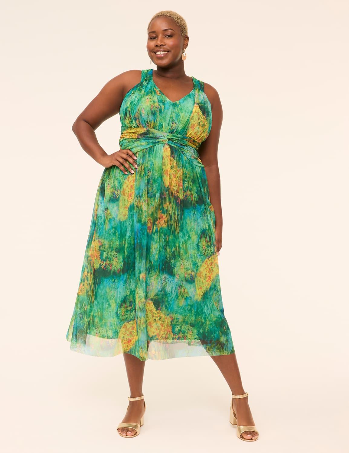 sleeveless mesh maxi dress