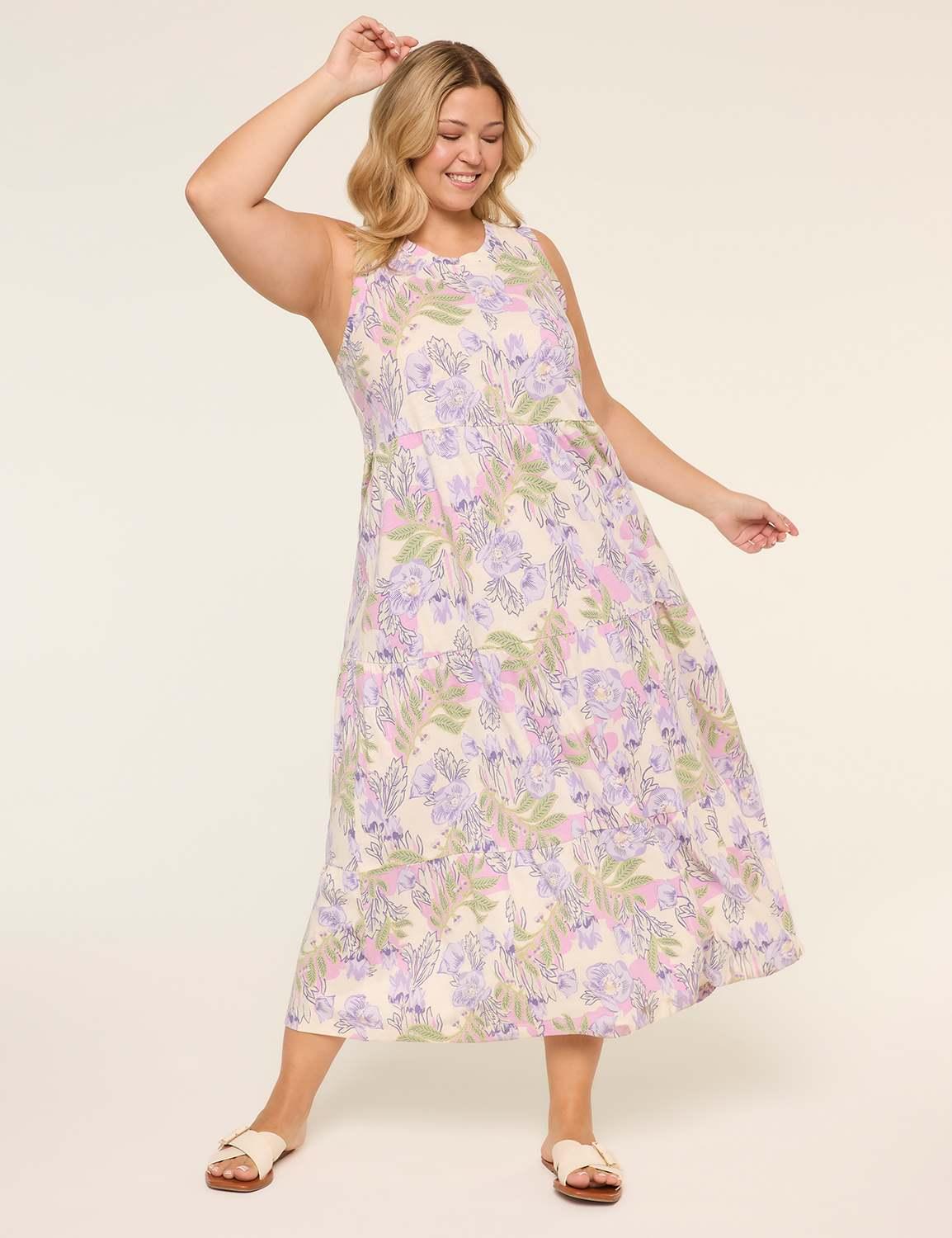 sleeveless tiered maxi dress