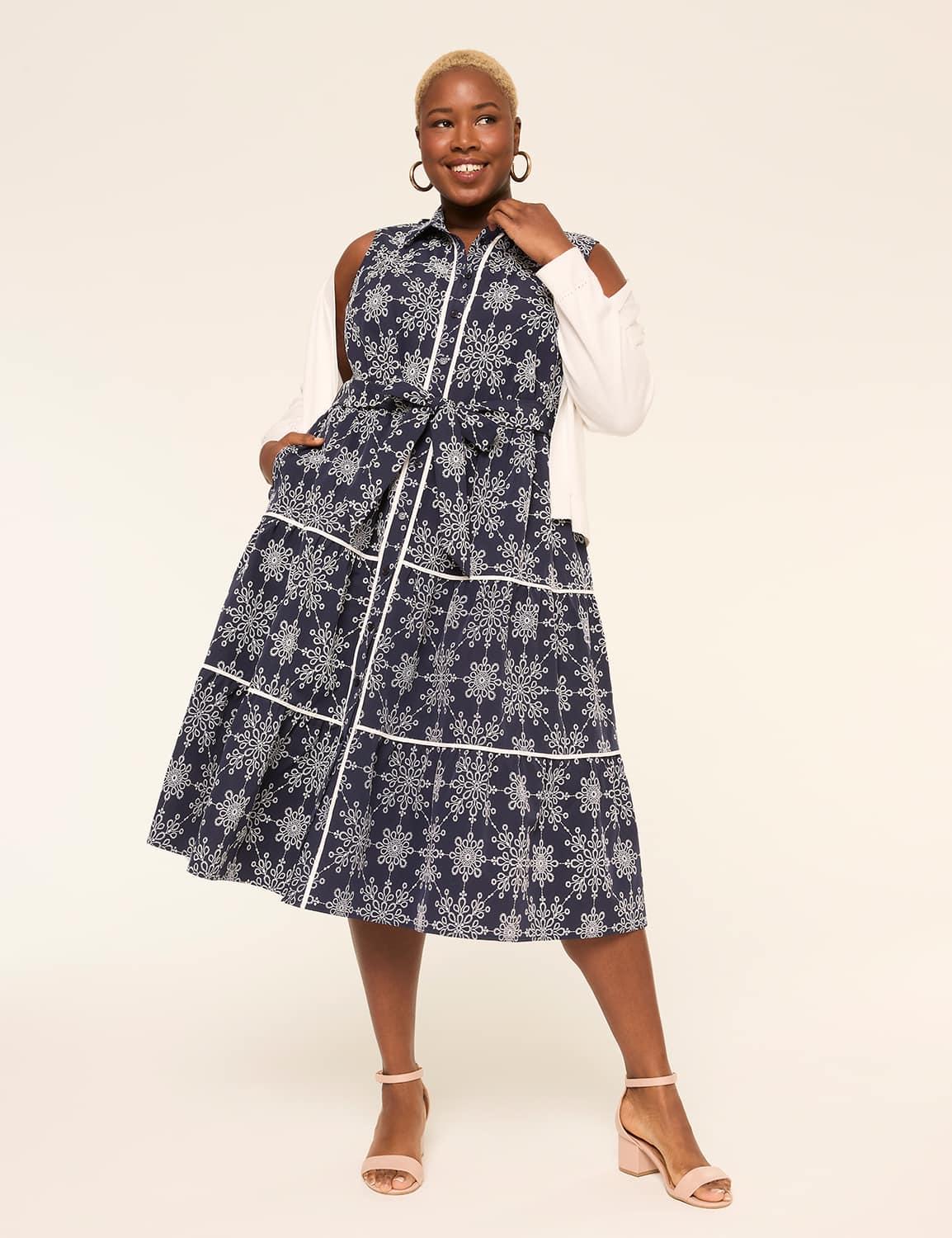 sleeveless tiered shirt dress