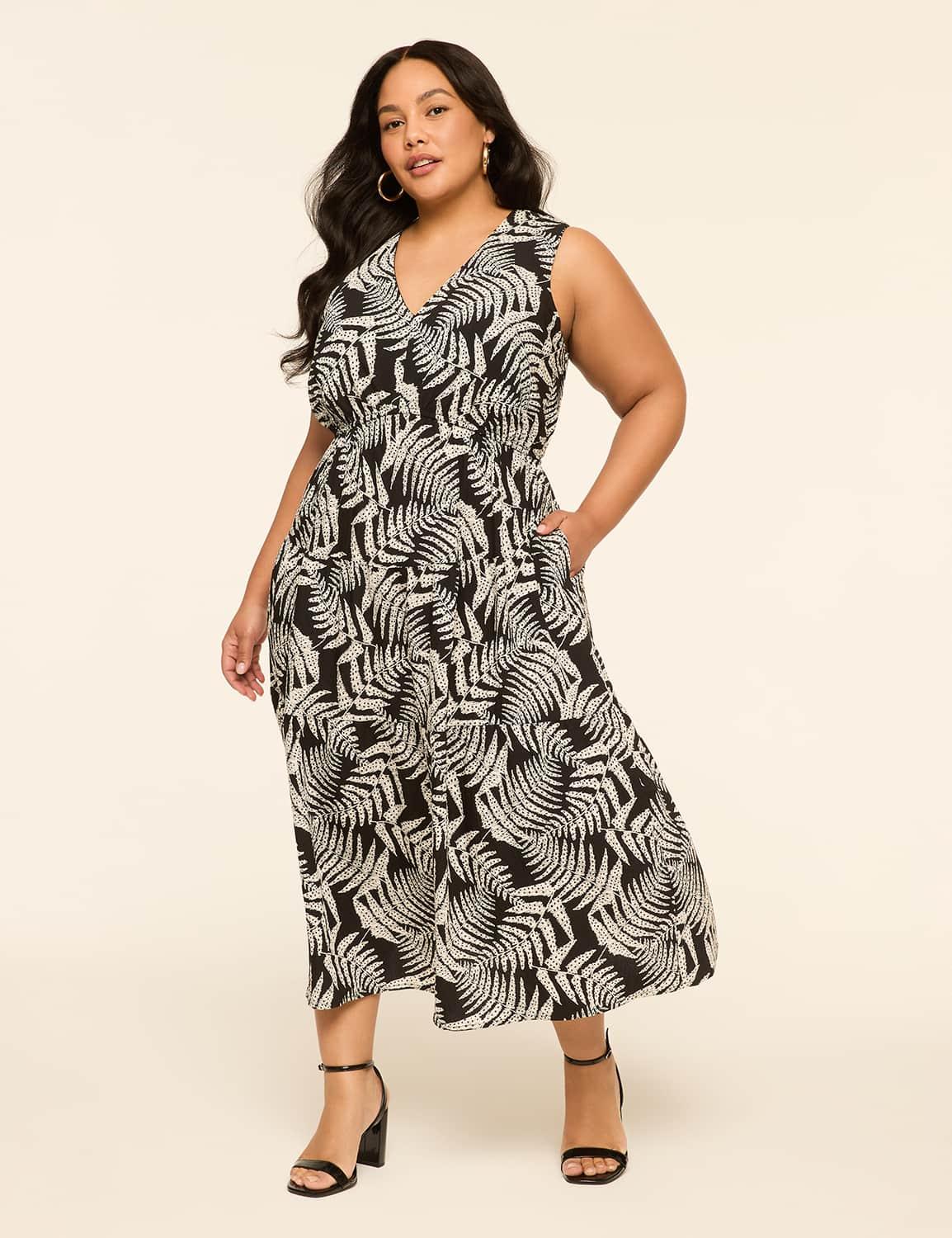 sleeveless v-neck midi dress