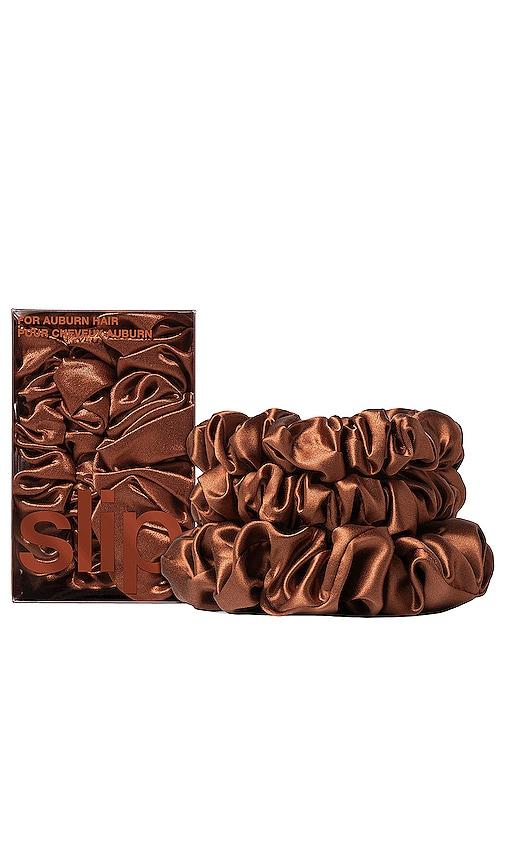 slip midi & large scrunchie set of 3 in auburn.