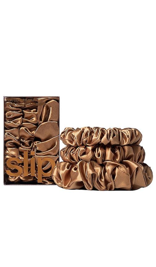 slip midi & large scrunchie set of 3 in copper.