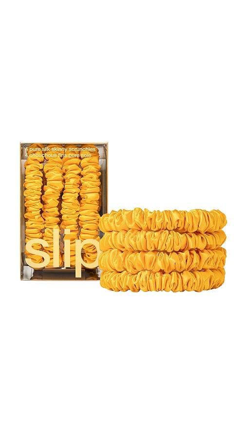 slip skinny scrunchies set of 4 in golden.