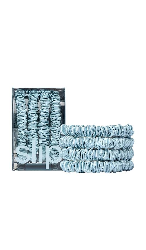 slip skinny scrunchies set of 4 in sky blue.
