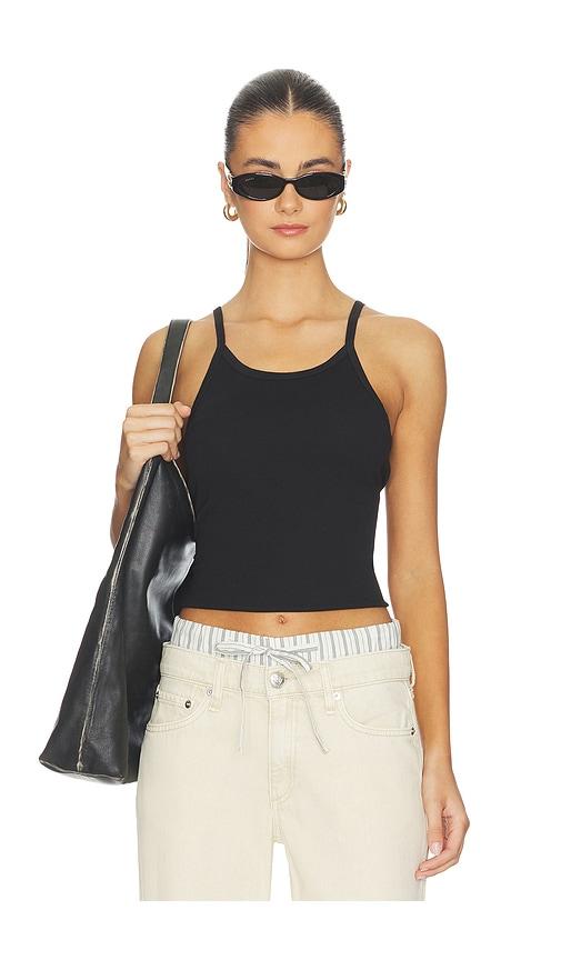 slvrlake fitted rib tank top in black. - size l (also in m)