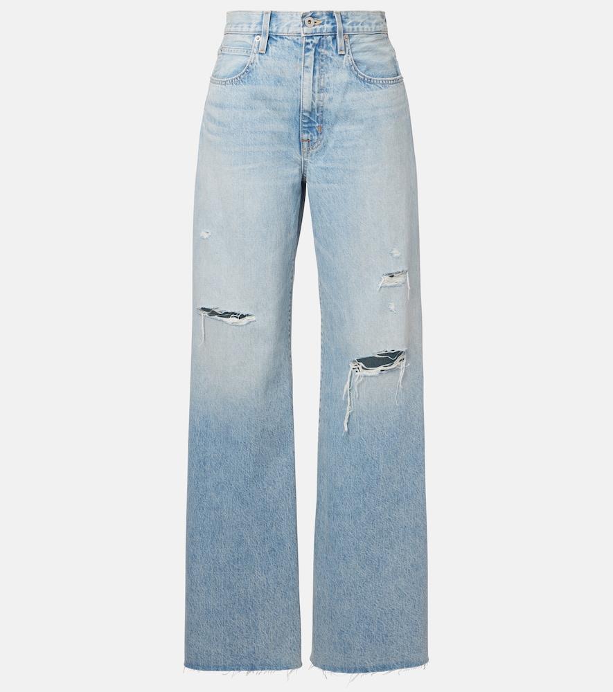 slvrlake nico distressed mid-rise wide-leg jeans