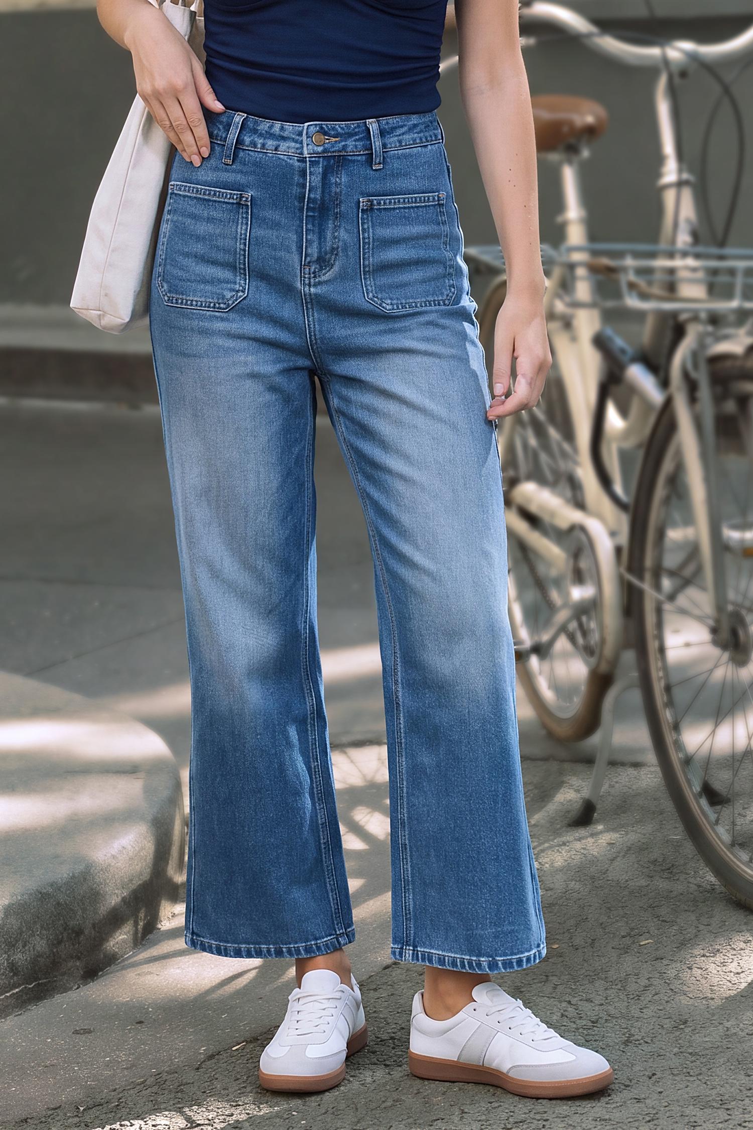 small town medium wash jeans - l