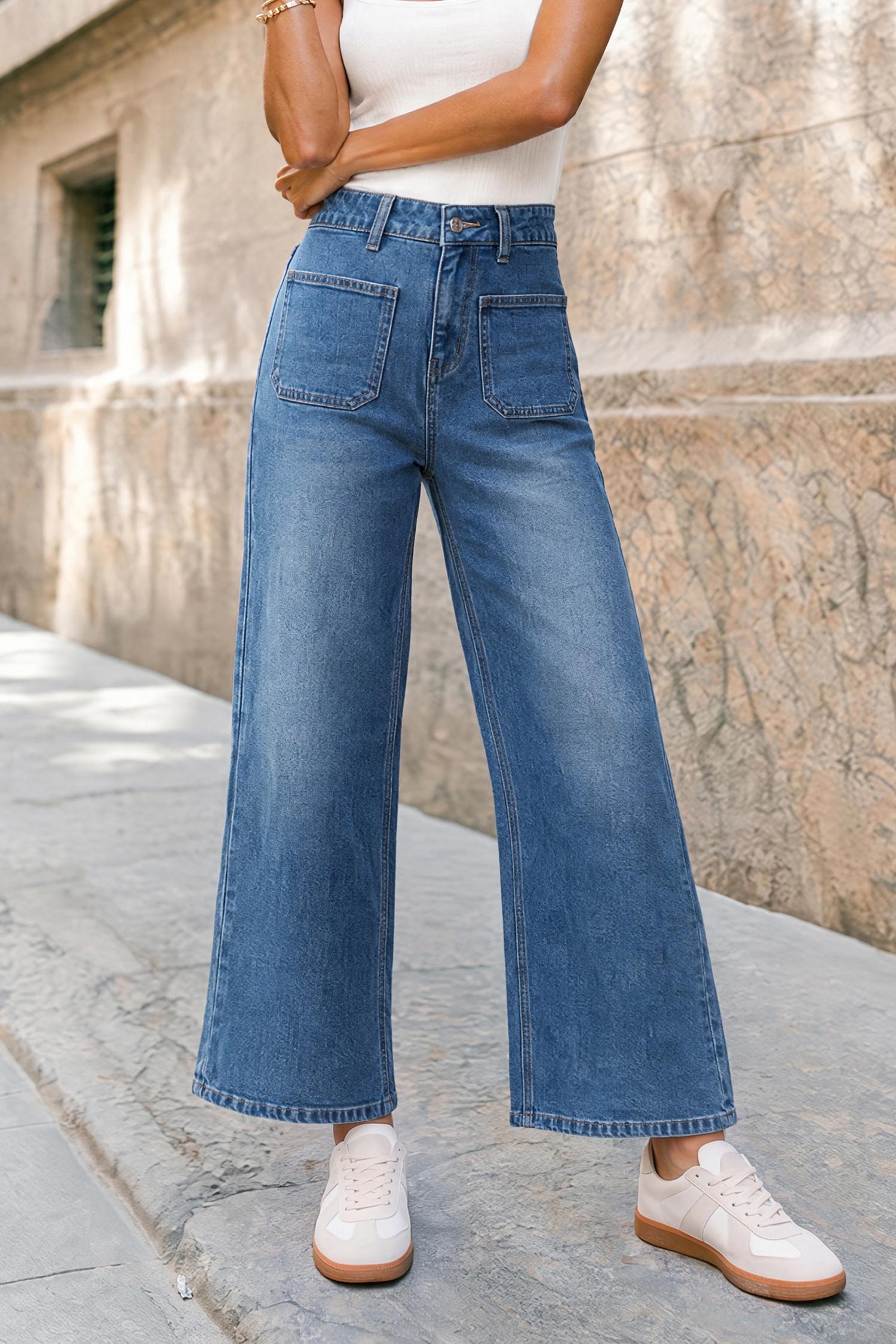 small town medium wash jeans - l
