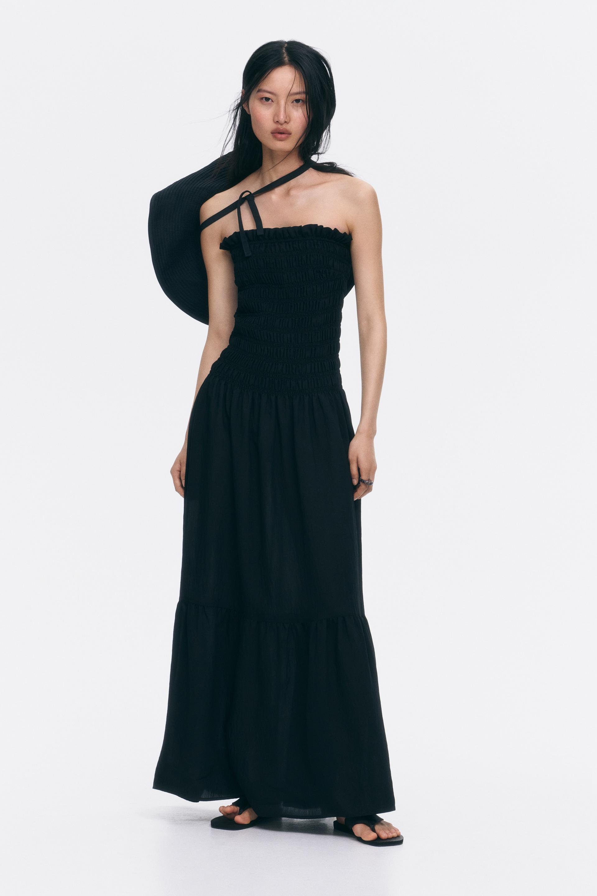 smocked bandeau dress