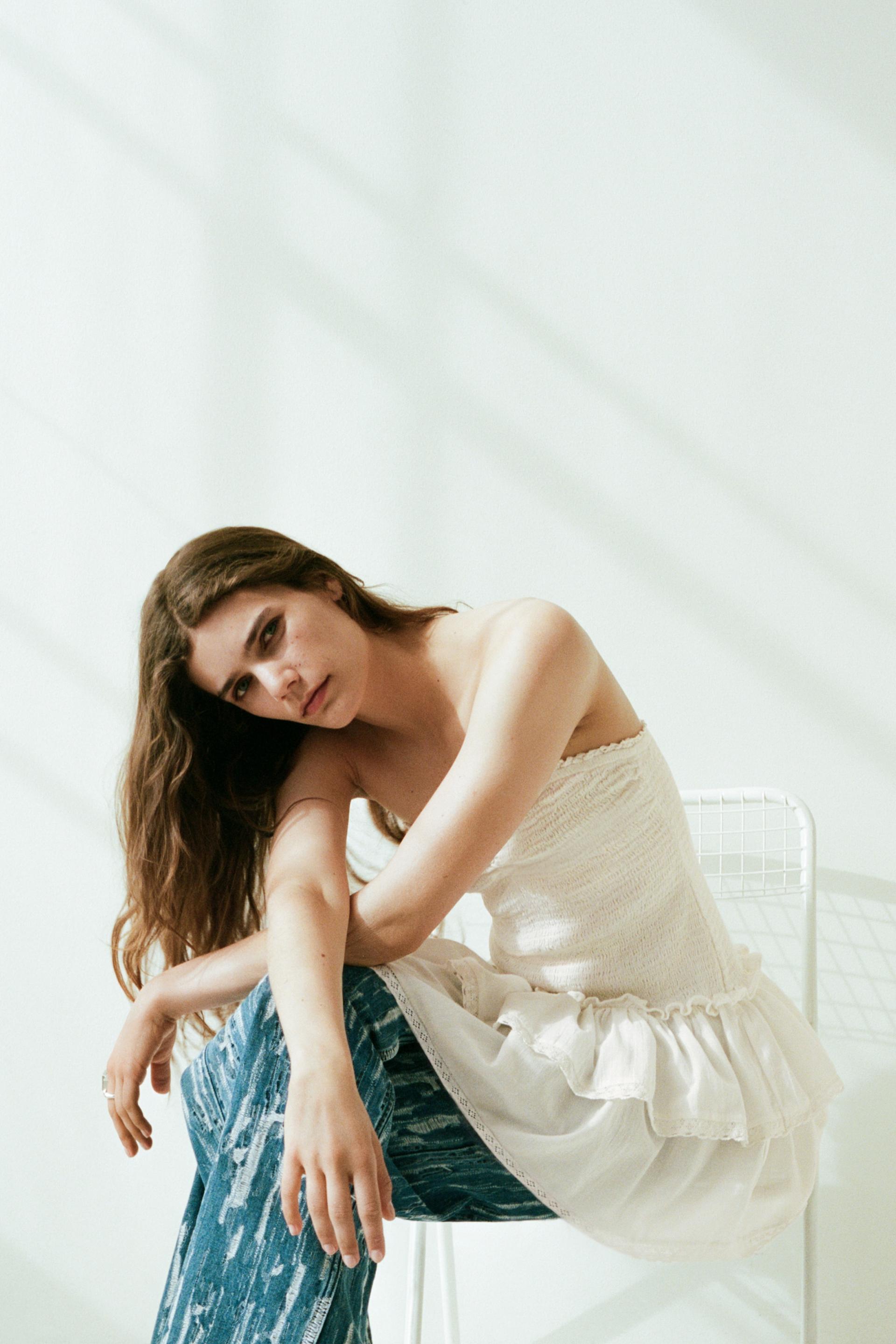 smocked-bodice bandeau dress