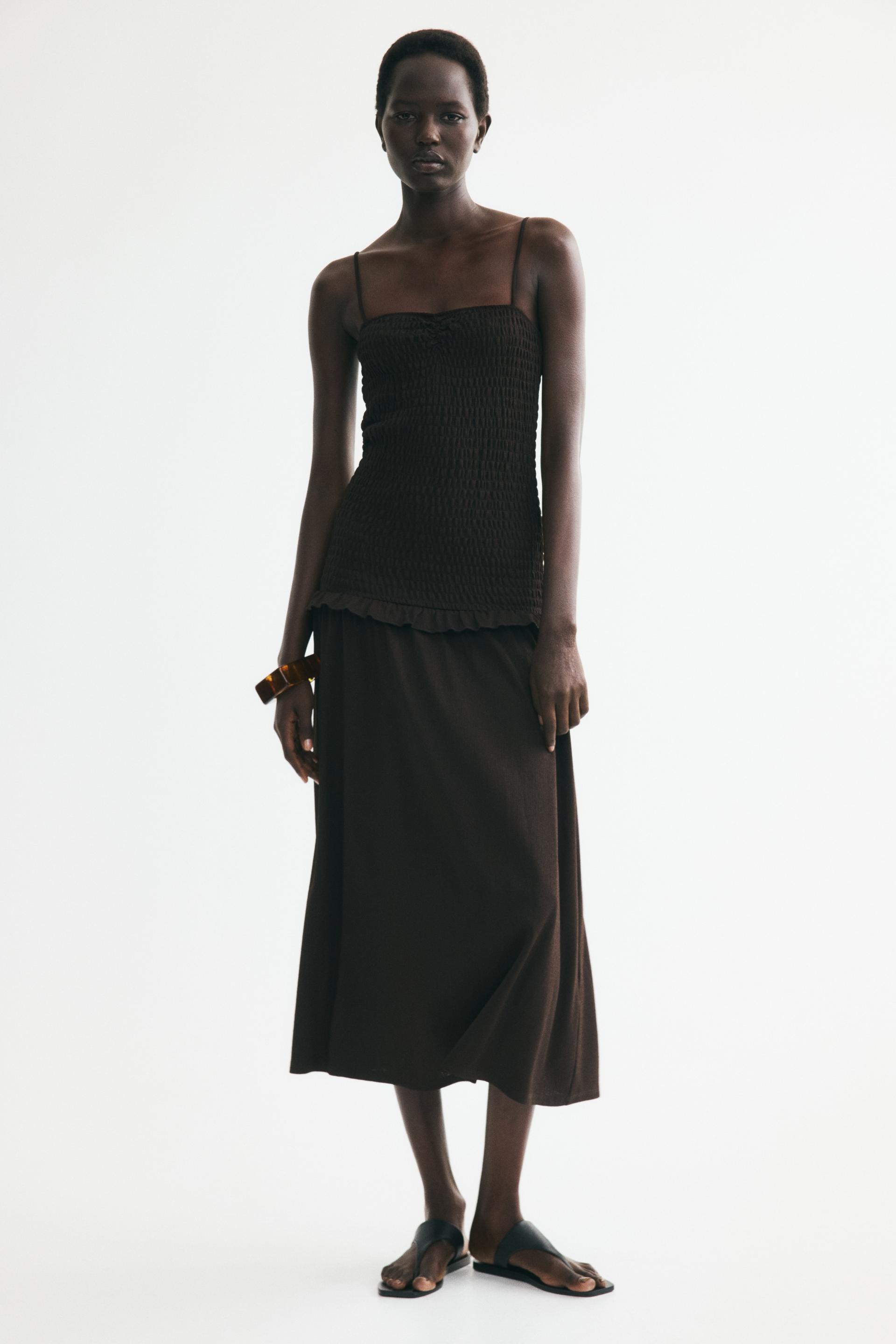 smocked-bodice strappy dress