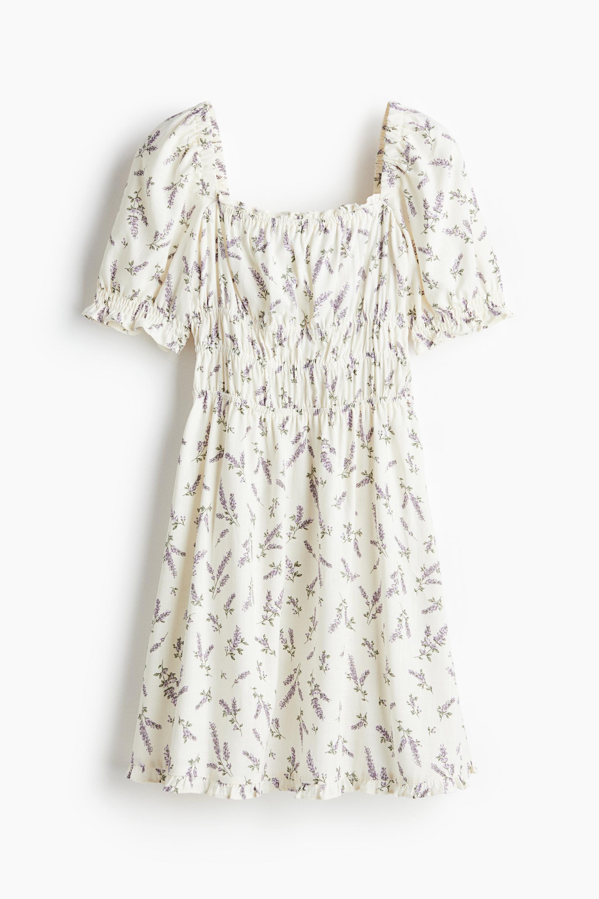 smocked-detail dress