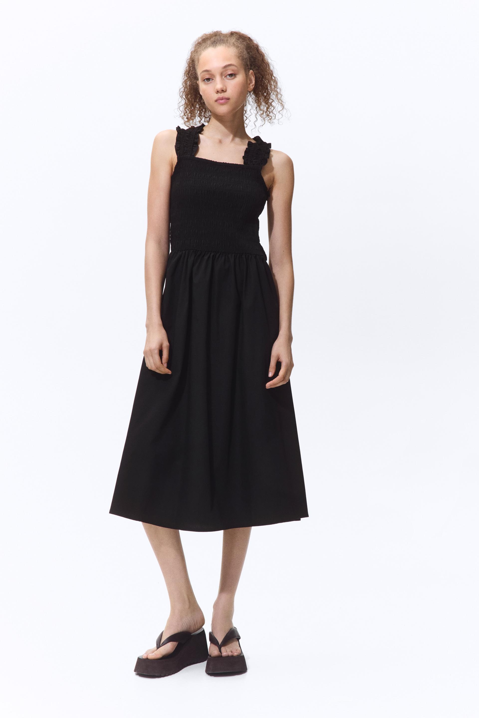 smocked poplin dress