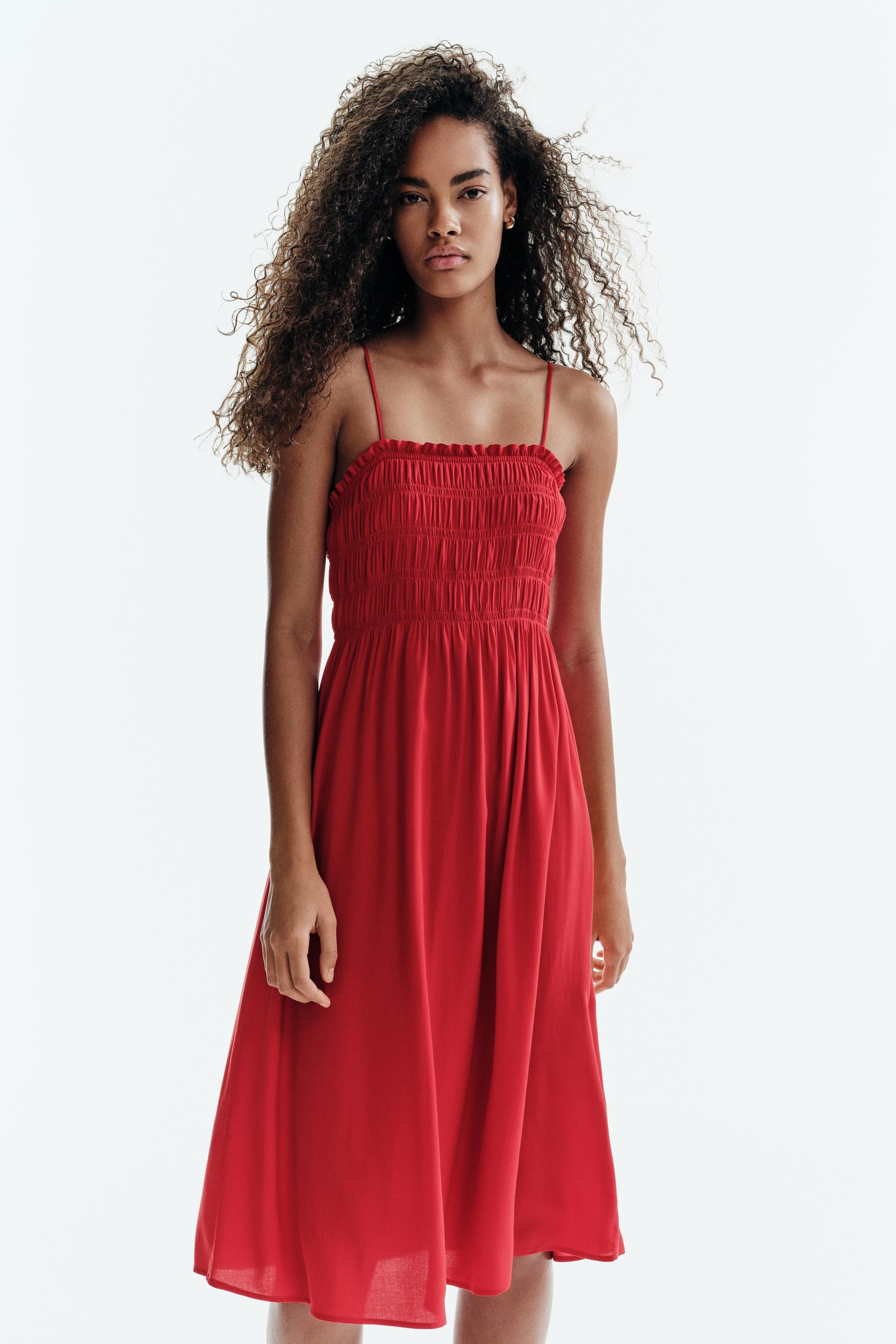 smocked strappy dress