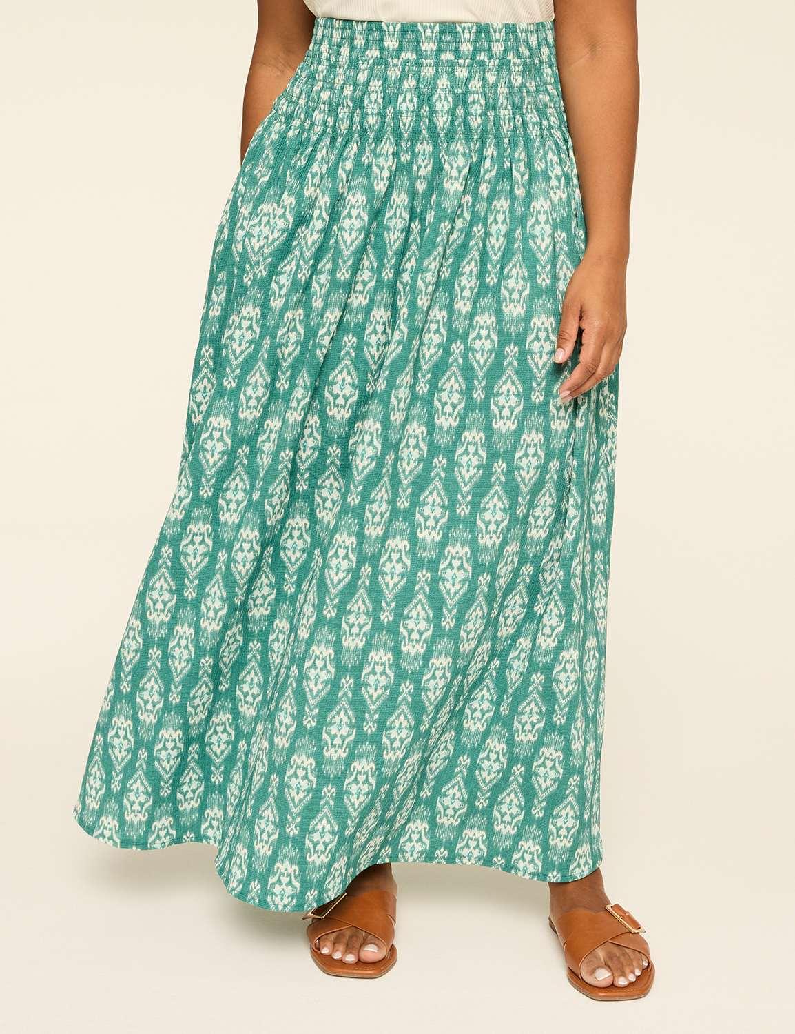 smocked-waist maxi skirt