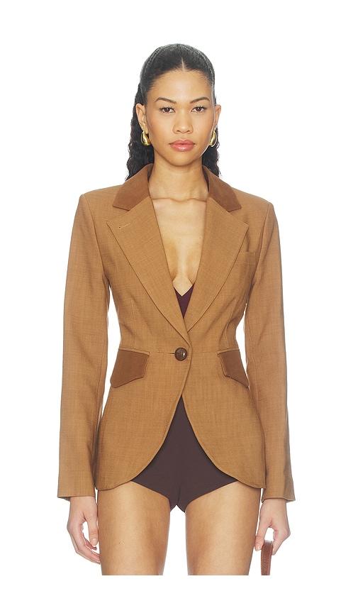 smythe blocked seamed blazer in brown. - size 4 (also in 6)